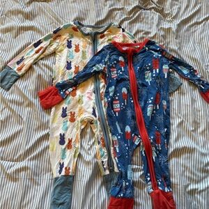 Kids Festive Easter Bunny and 4th of July Holiday Print Footies